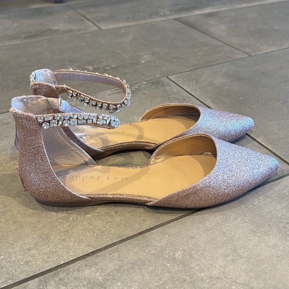 Pink glitter and ankle stone flats - Picture 2 of 5